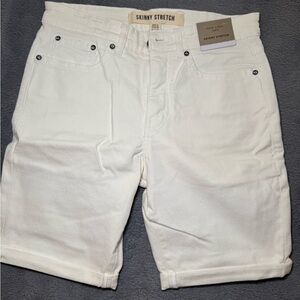 New Look Men’s White Skinny Stretch Jean Shorts